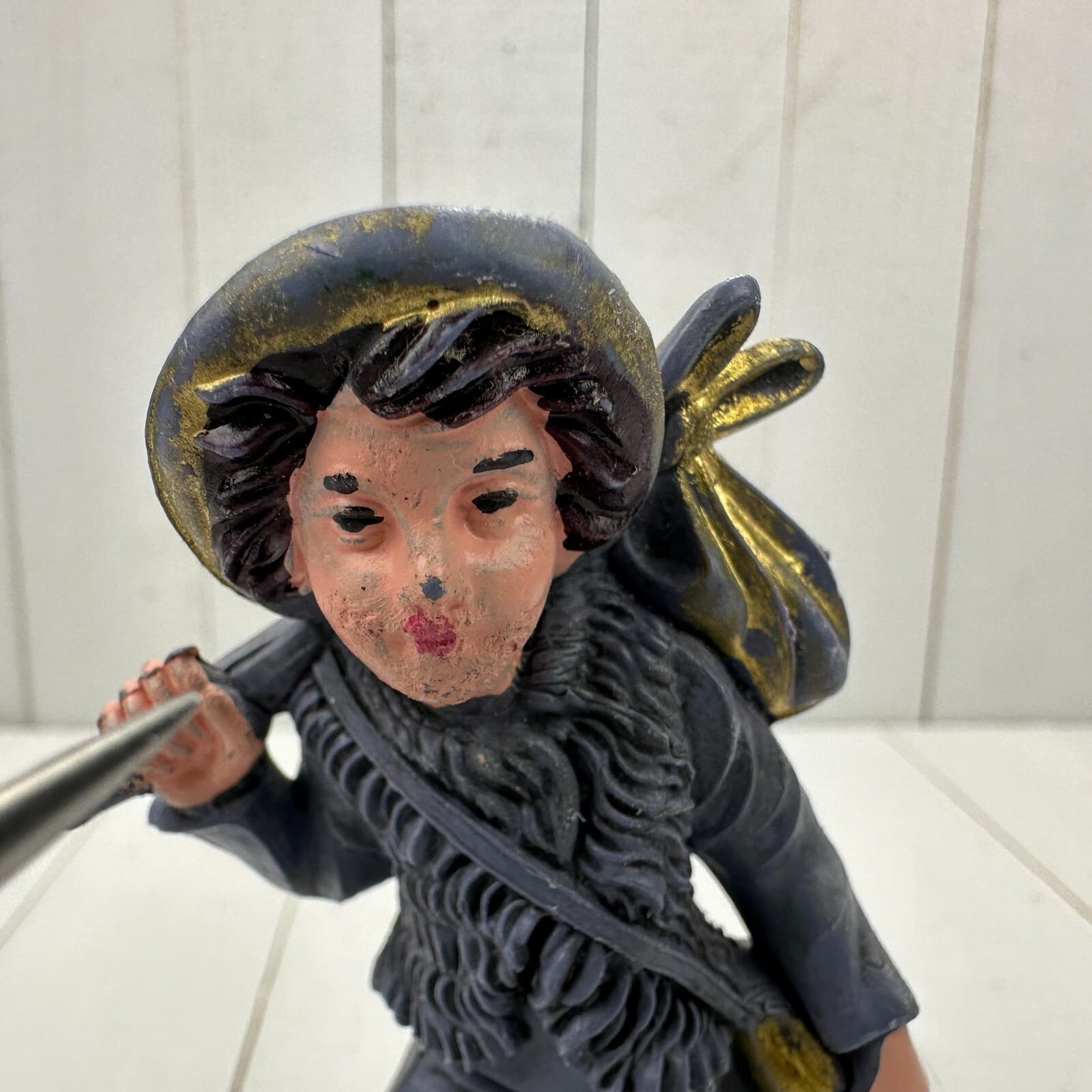 Vintage PURPLE Boy w Bindle Nativity Manger Figurine Figure ITALY Old 4.25" Rare 5