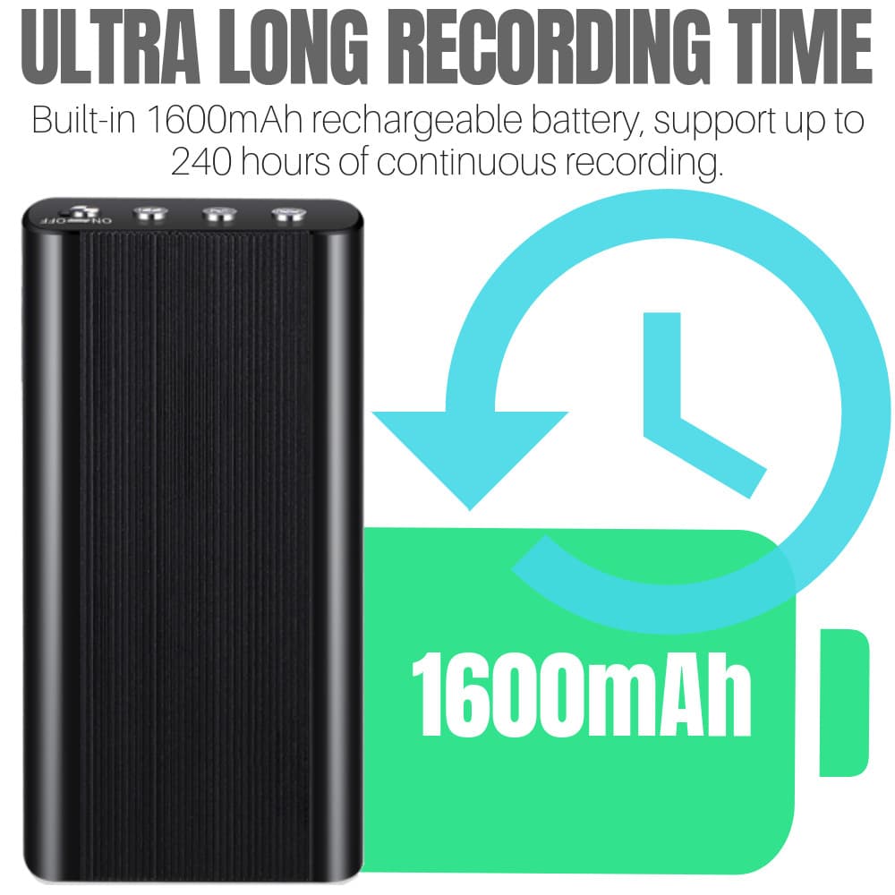 240 Hr Spy Mini MP3 Digital Voice Activated Recorder 16GB Audio Recording Device 6