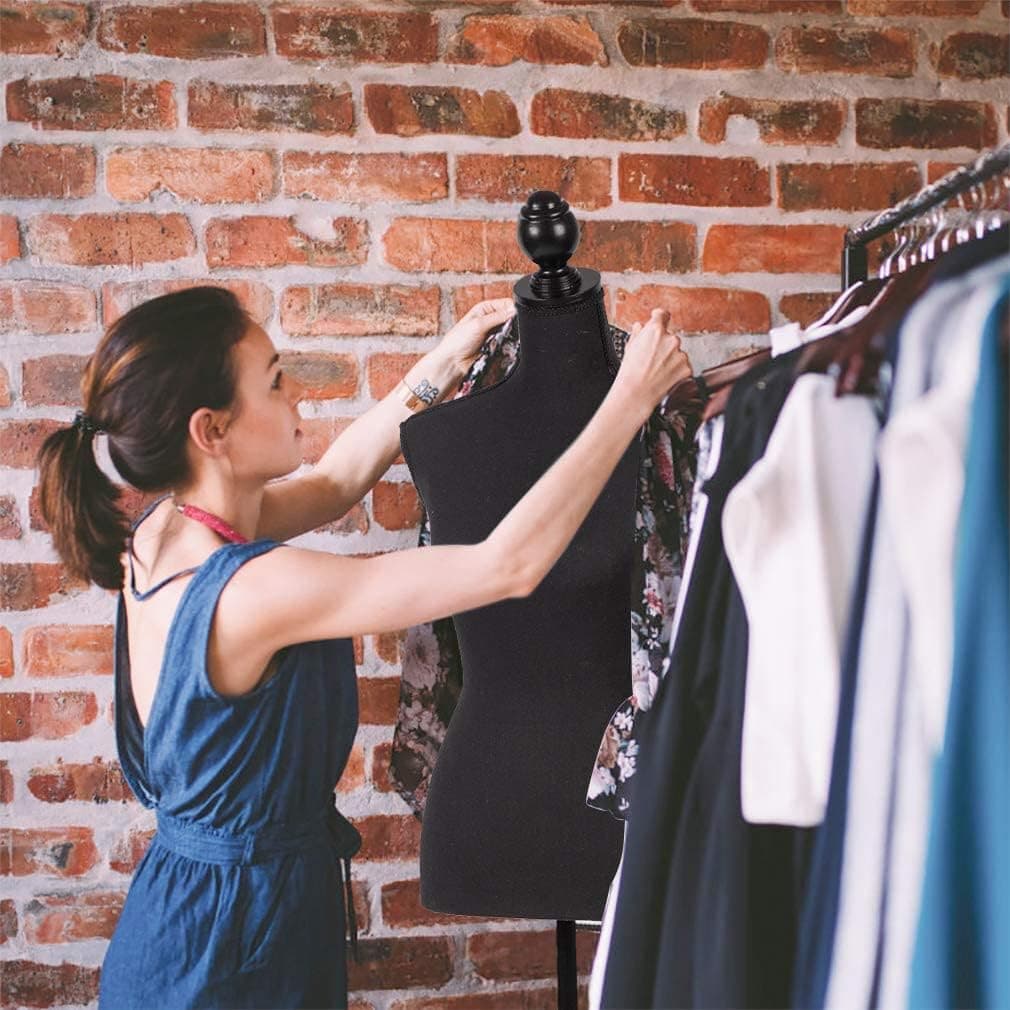 Female Mannequin Torso Dress Form Manikin Body with Wooden Tripod Base Stand 3