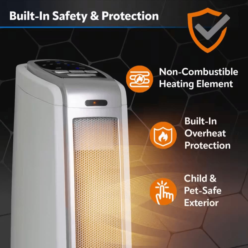 Lasko 5775 Tower 23 in. 1500-Watt Electric Ceramic Oscillating Space Heater Whit 5