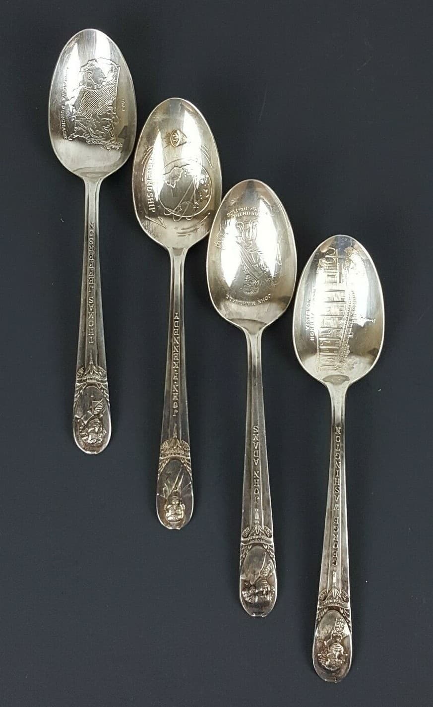Lot of 4 Rogers manufacturing silver plated presidential spoons