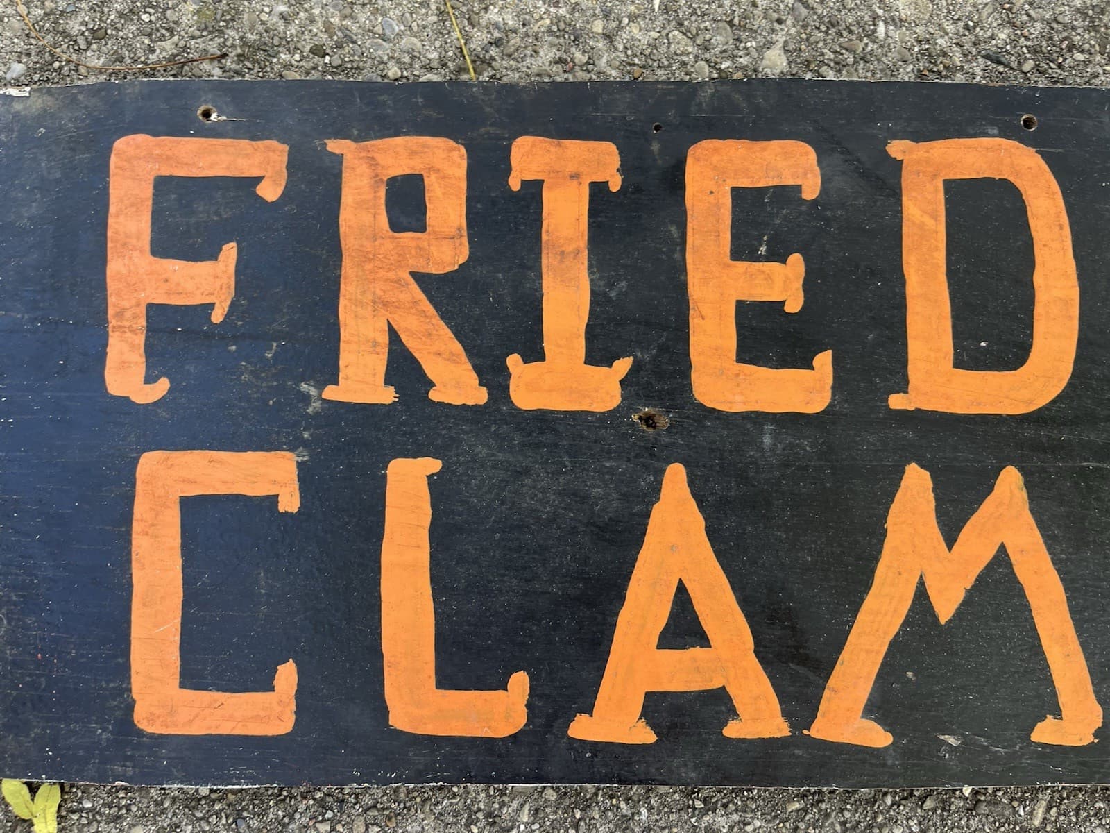 Antique Wood Fried Clams Sign 1960s Maine NH Seafood Shack Vernacular Folk Art 5