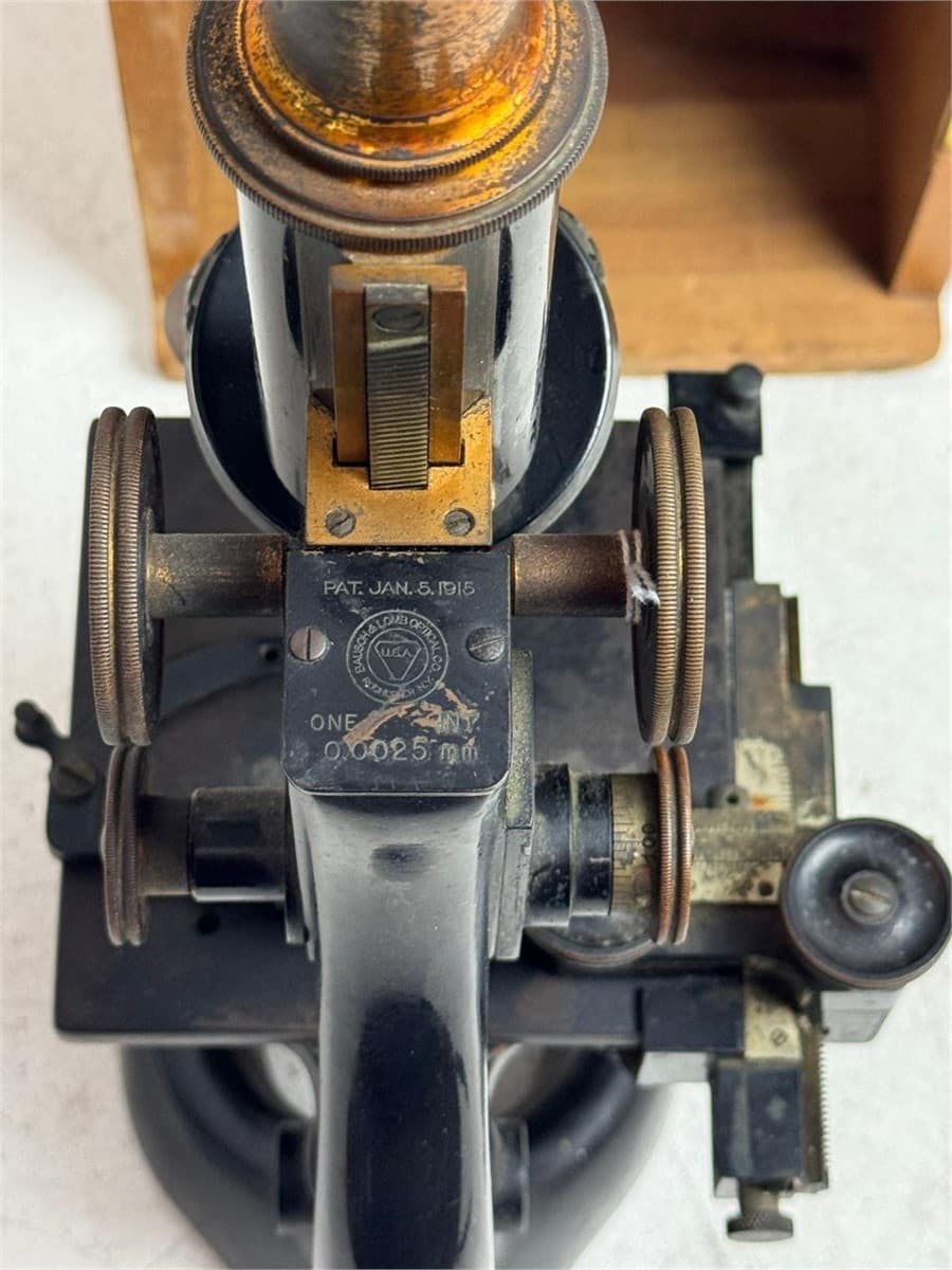 Antique Bausch & Lomb Optical Co. Microscope w/ Wooden Box no Key - Sold As Is 3