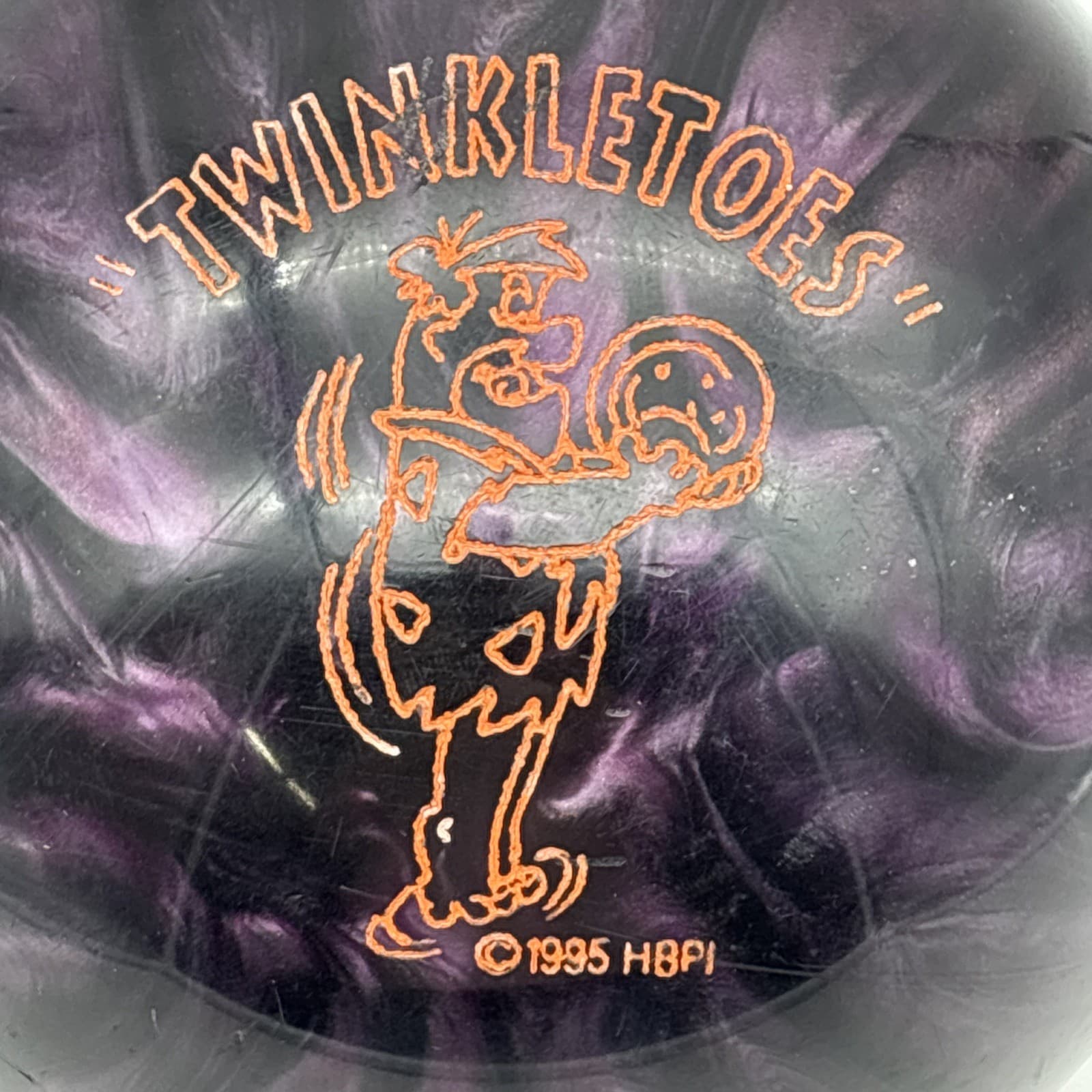 Vintage 1995 AMF Fred Flintstone "Twinkletoes" 8 lb Bowling Ball Used Drilled 2