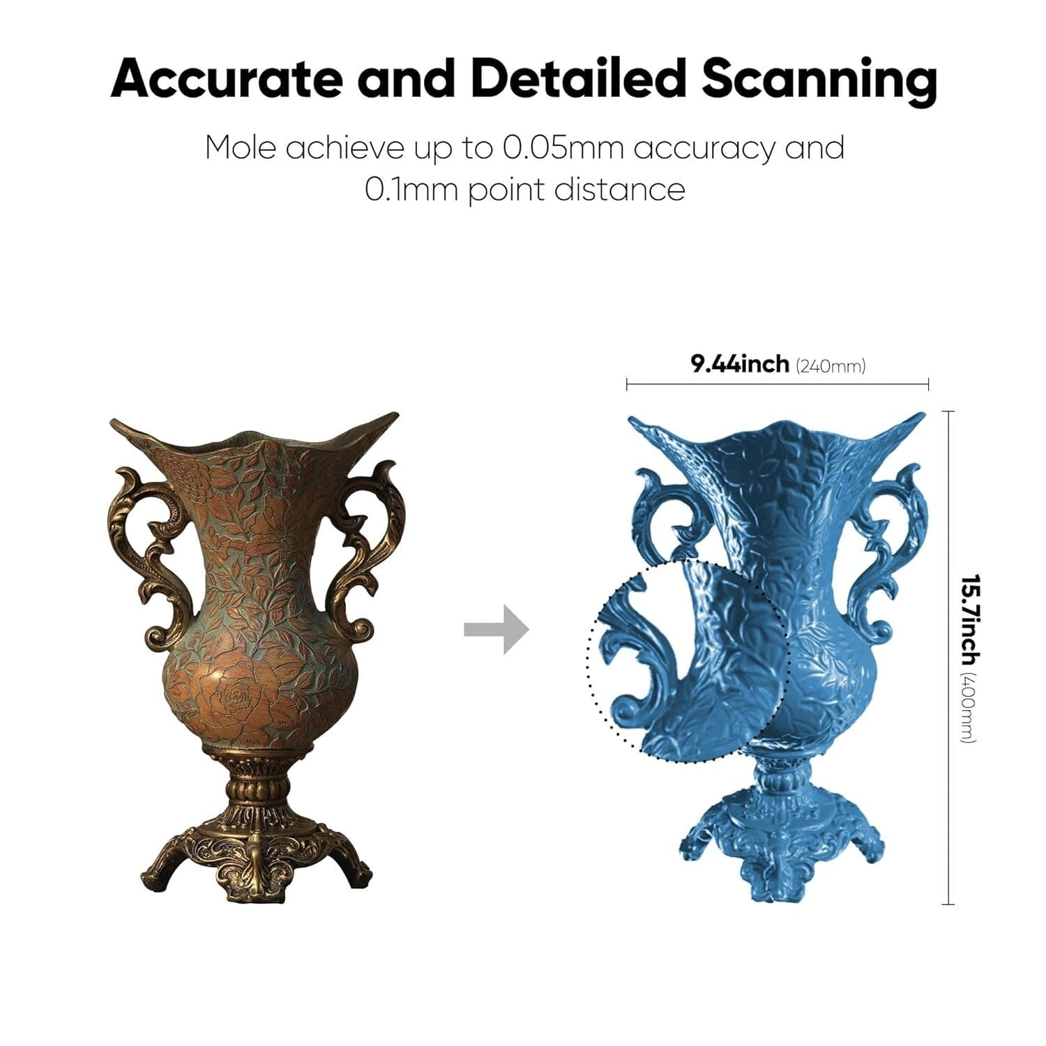 3DMakerpro Handheld 3D Scanner For 3D Printing Mole Premium 0.1mm Resolution 6