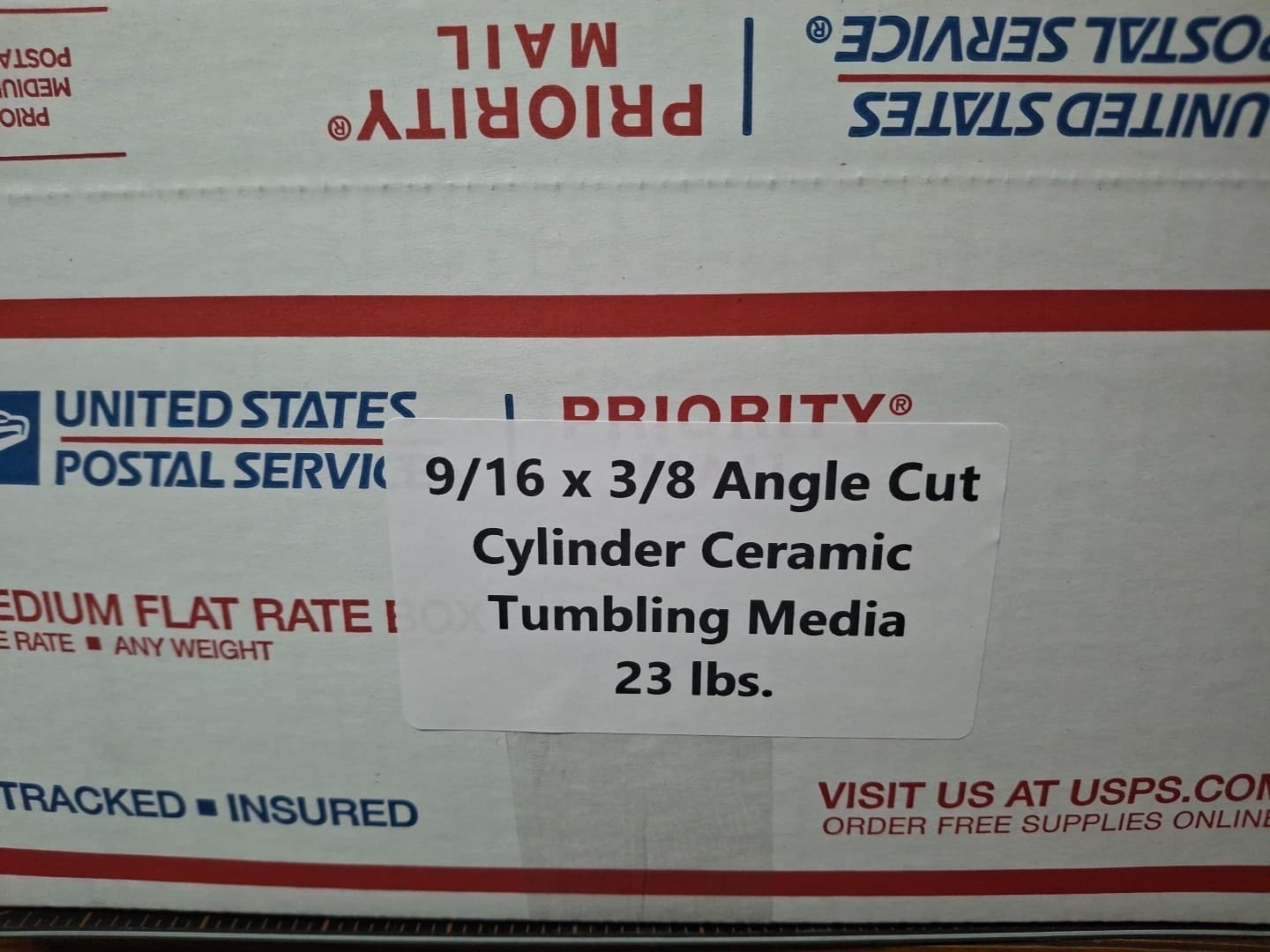 CERAMIC TUMBLING MEDIA 25 pounds of 9/16" x 3/8" Angle Cut Cylinder 23 lbs 3