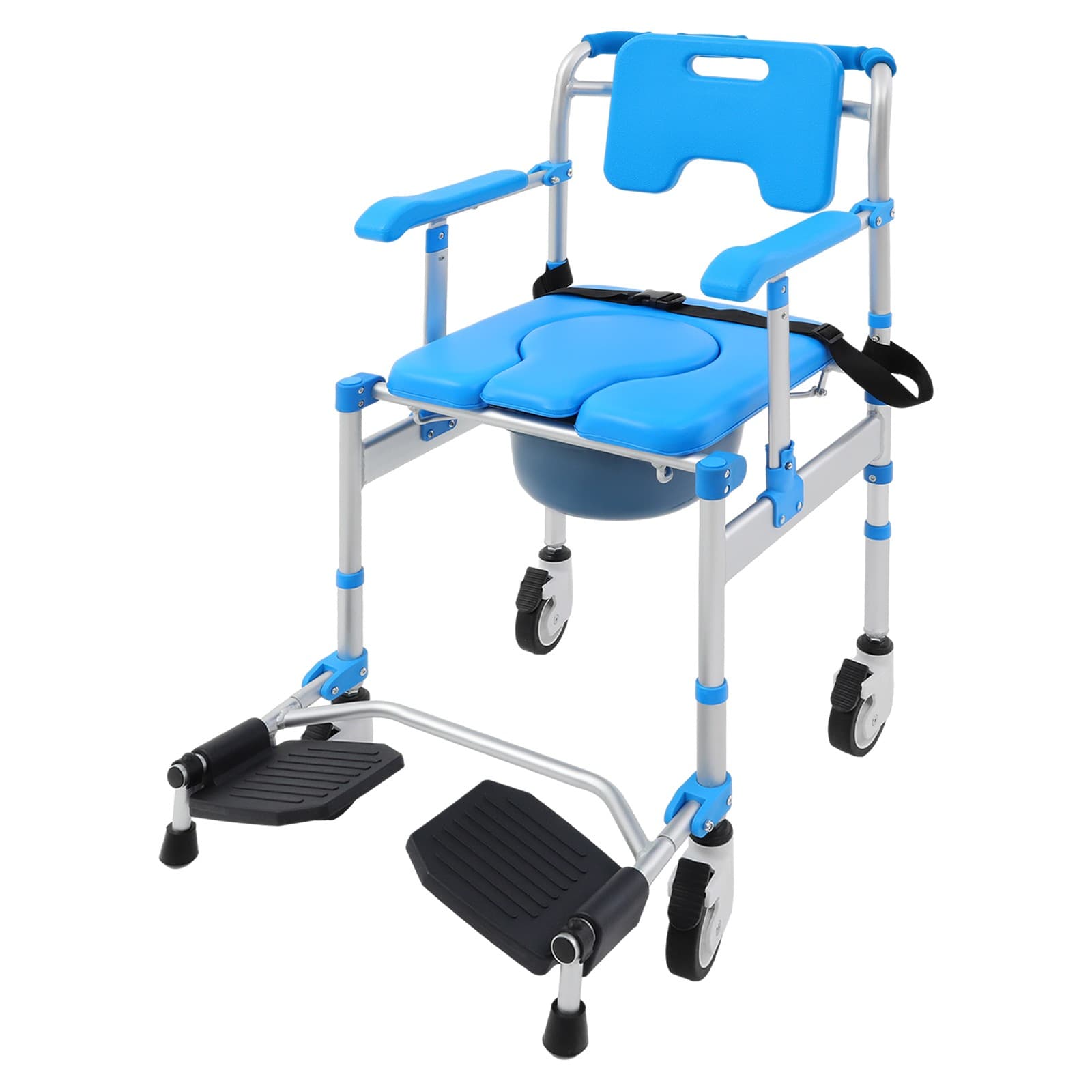 Commode Wheelchair Multifunctional Shower Commode Wheelchair With Armrests 6