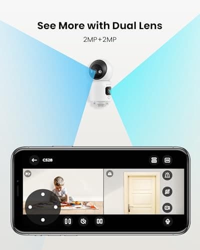  Dual-Lens Indoor Security Camera, CD Plug-in 360° View Pan/Tilt Smart Home 528 3