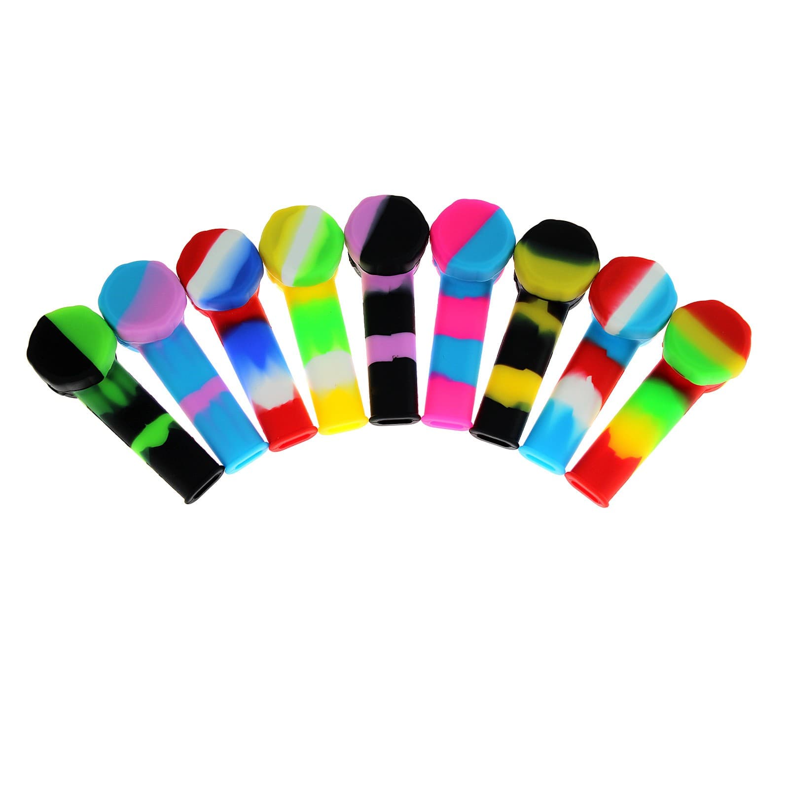 5PCS 3.4'' Mini Silicone Smoking Hand Pipe with Metal Bowl & Cap Lid Pocket Pipe 5