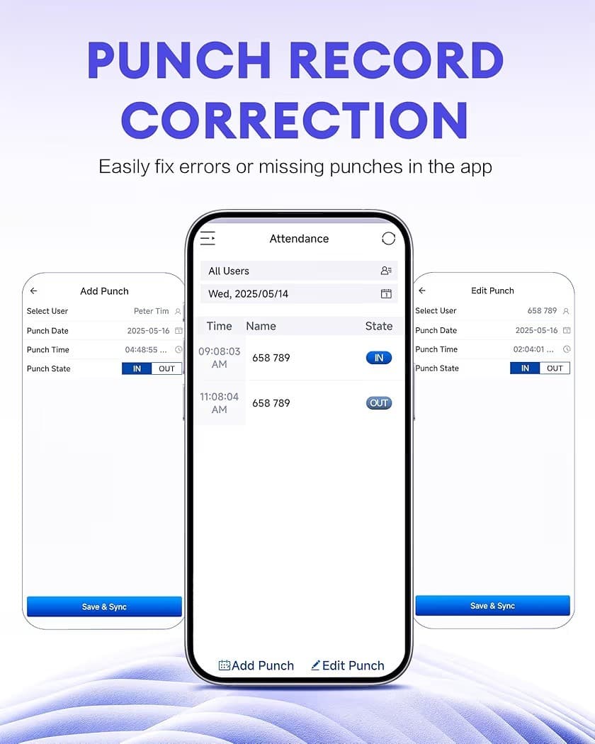 NGTeco APP Time Clock for Employee, Small Business, 2.4GHz WiFi, 4