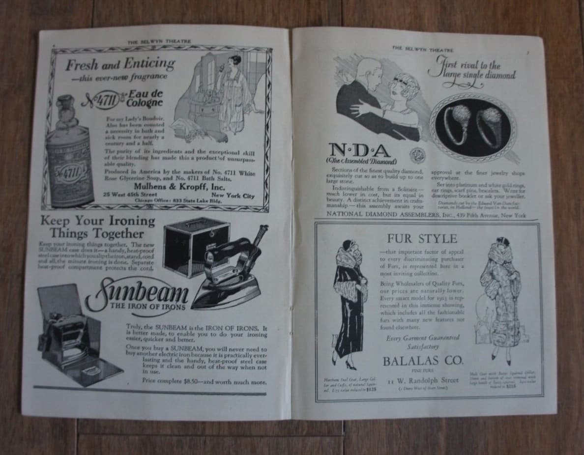 Antique 1924 THE SELWYN THEATRE Program Duncan Sisters TOPSY AND EVA Chicago Ads 4