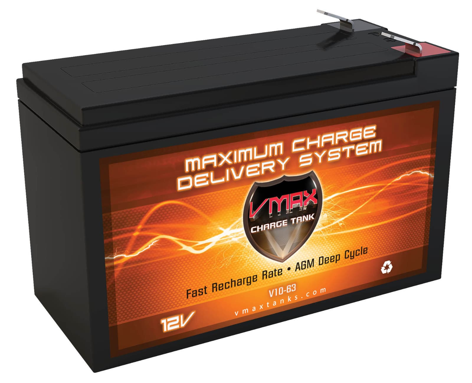 V10-63 FISH FINDER BATTERY 10AH 12V AGM SEALED HI PERFORMANCE DEEP CYCLE 12 VOLT
