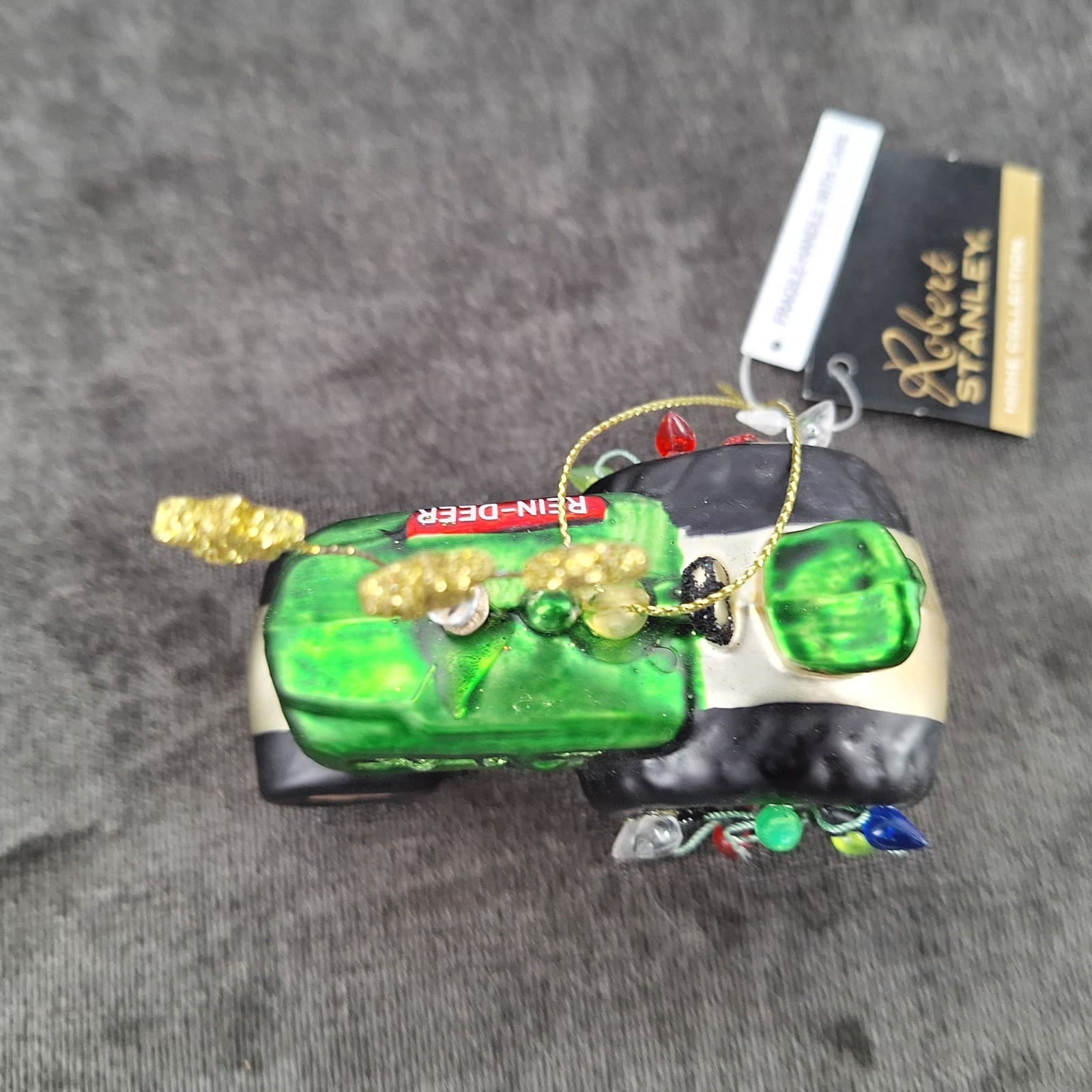 Reindeer Tractor Christmas Tree Ornament Glass Blown 5