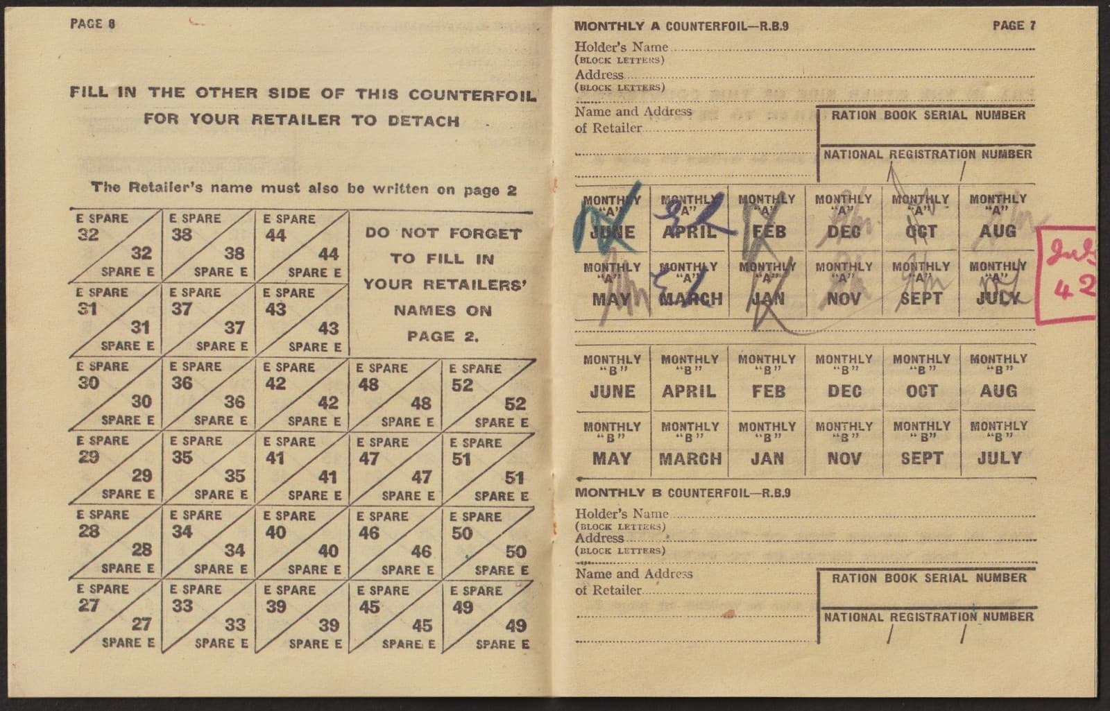WW2 1941 RATION BOOK SUPPLEMENT for William Herring of Mitcham 2