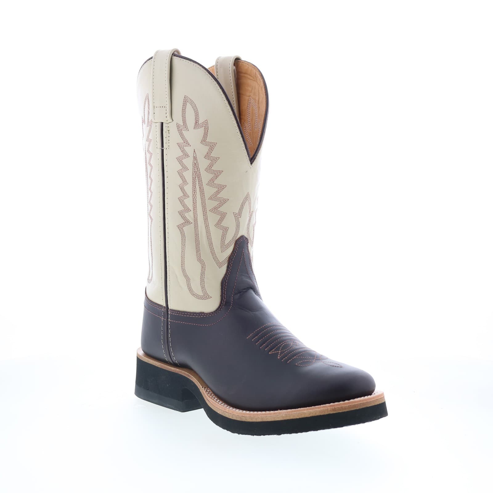 Jama Old West 1642L Womens Brown Leather Slip On Cowboy Western Boots 2