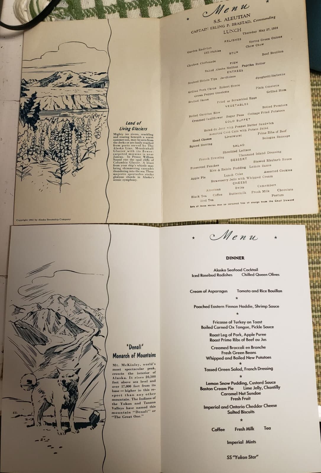 1941 SS Alaska Cruise Lines 22 Husky Sled Dog Art Cards Menu Joseph  Crumrine 6