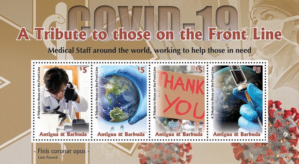 Tribute to Front Line Medics / COVID-19 Virus Stamp Sheet 2020 Antigua Barbuda