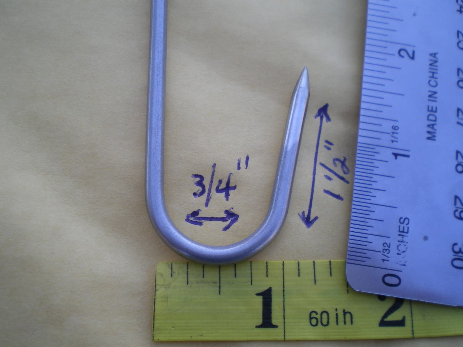 25 PCS. HEAVY DUTY STAINLESS STEEL MEDIUM MEAT/POULTRY S HOOKS, 5" X 4MM. 3