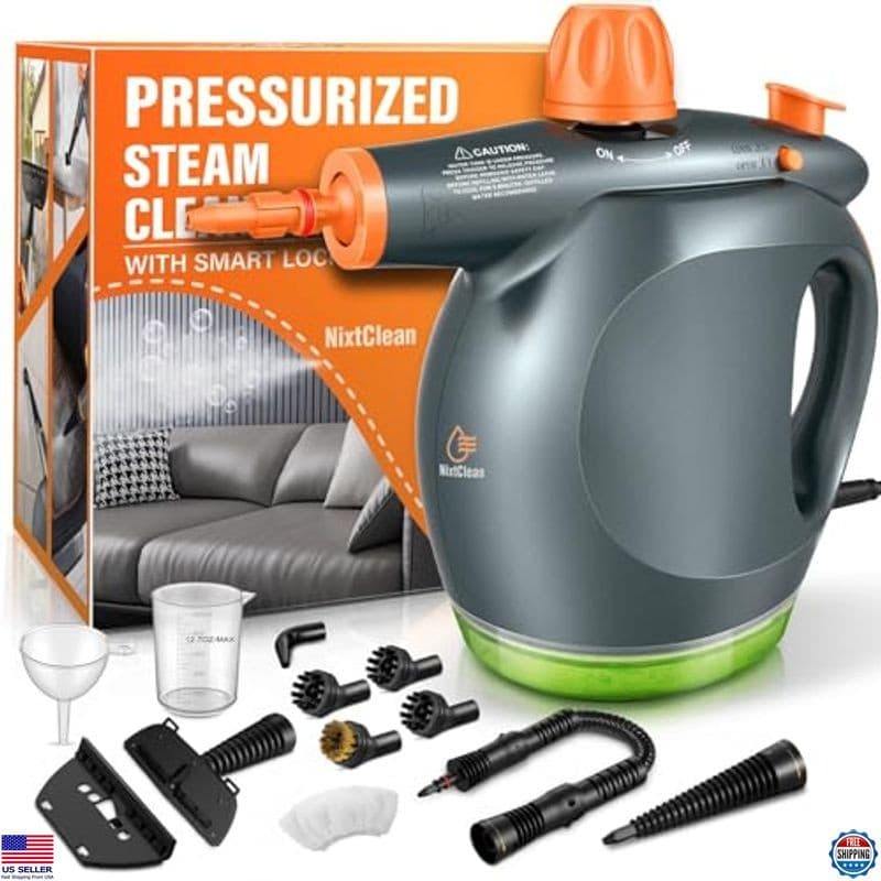 1250W Handheld Steam Cleaner with Detergent Tank & Safety Lock for Versatile Use