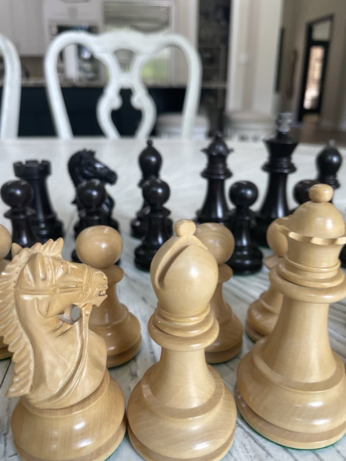 Vtg 4.1" Supreme Bridal Knight Staunton Wooden Chess 34 Heavy Weight Pieces 3