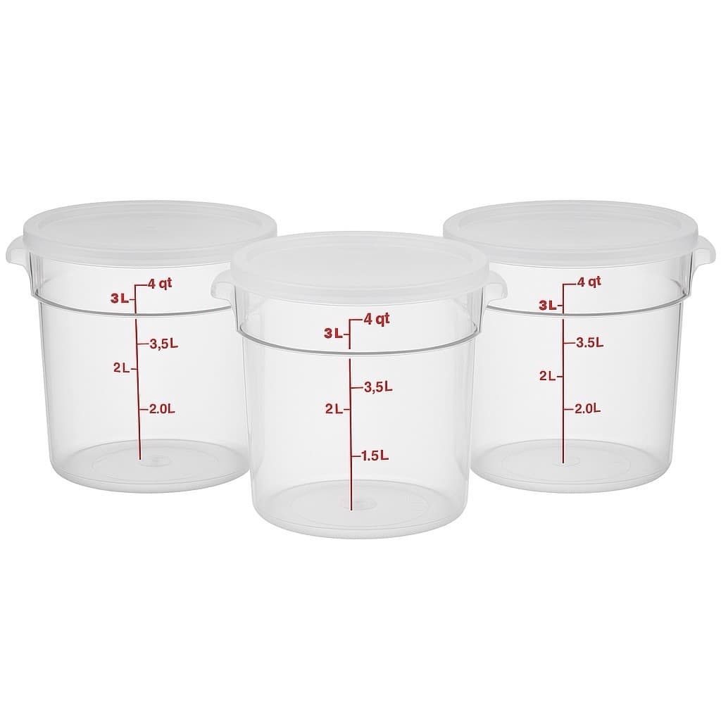 Cambro 4 Qt Round Food Storage Containers w/ Lids 3-Pack BPA-Free