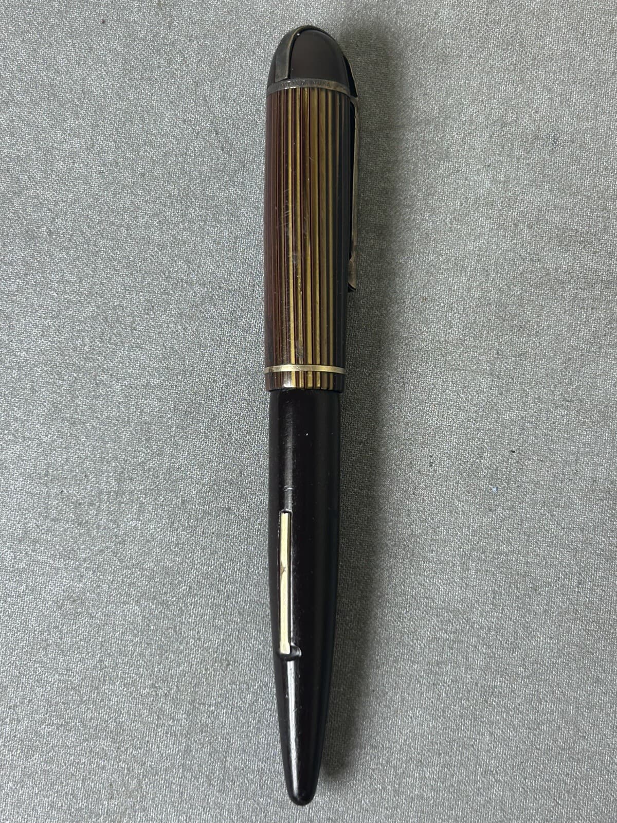Eversharp Skyline Brown w/Brown/Gold Stripe Cap Fountain Pen - 1940's - 14kt Nib 2