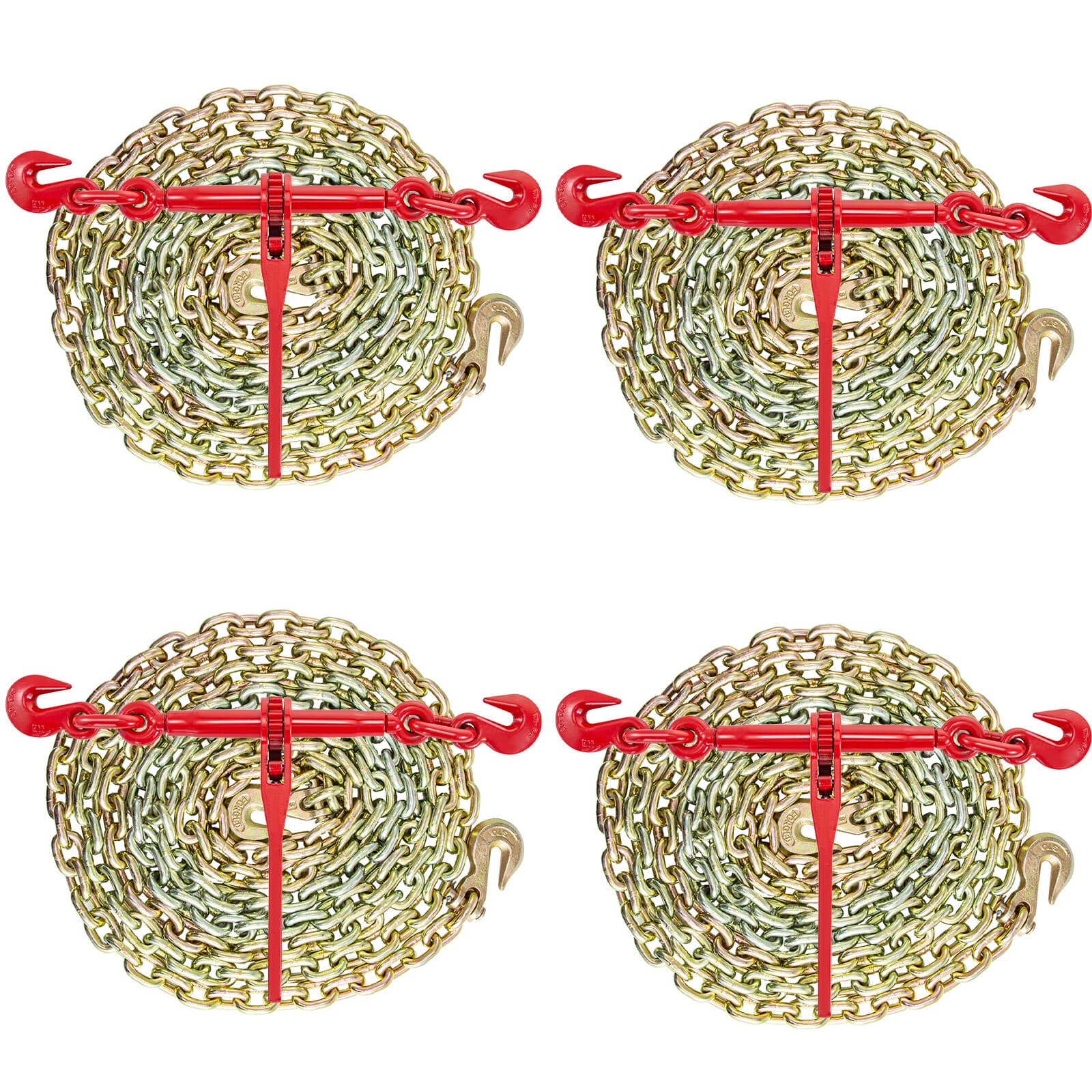 3/8"-1/2" Chain and Binder Kit Ratchet Load Binder 10FT G80 Chains Hauling
