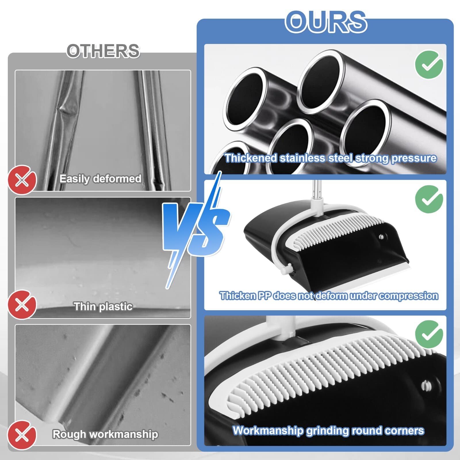 Broom and Dustpan Set Lightweight Upright Lobby Broom and Dust Pan Combo 4