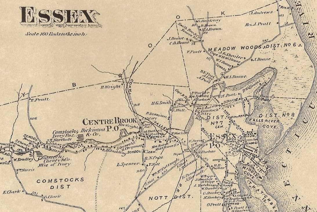Essex  Deep River Centerbrook  CT 1874  Maps with Homeowners Names Shown 