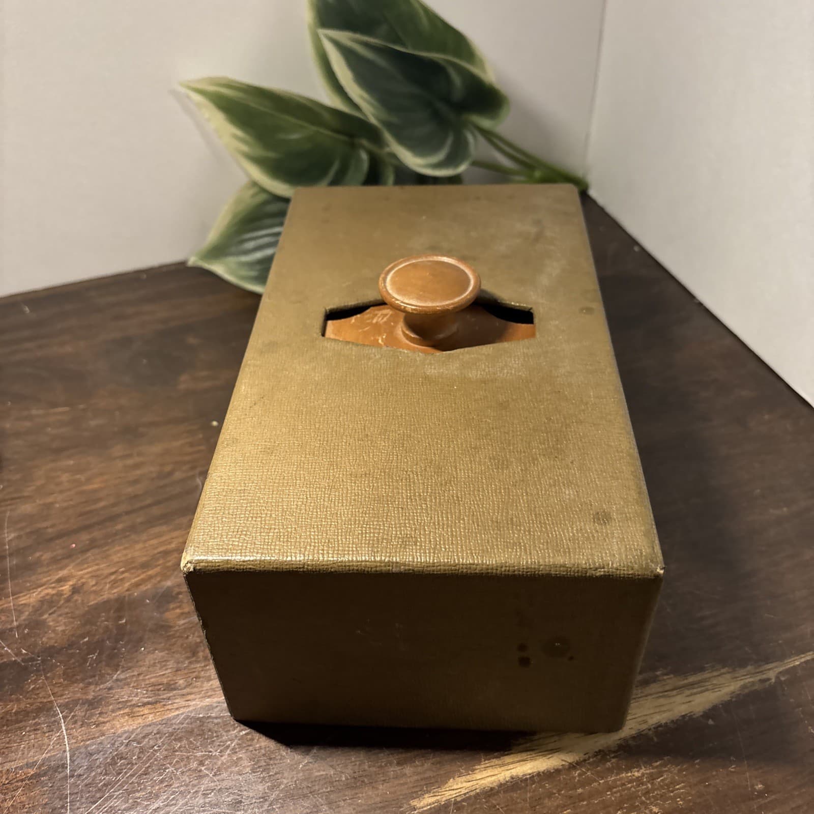 Vintage Wooden  Poker Chips And Caddy with top Cover 5