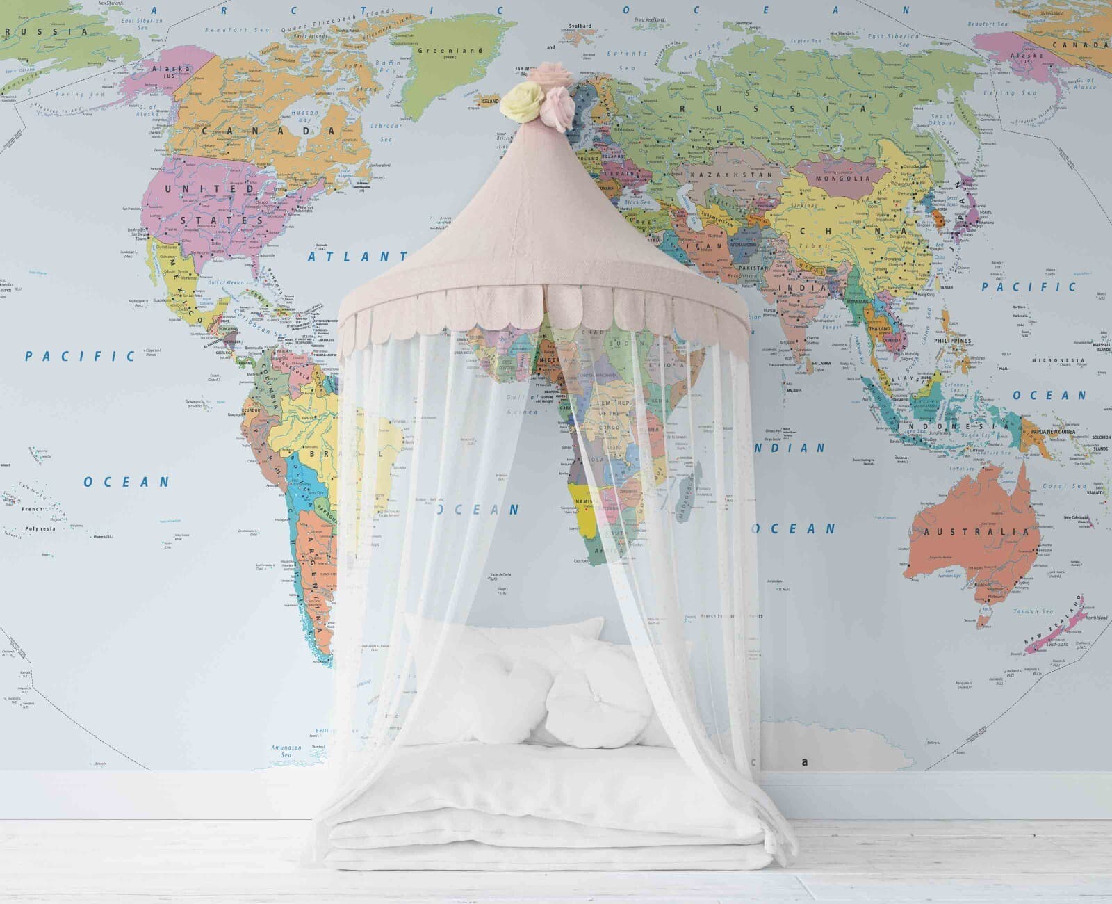 3D World Map Colorful Self-adhesive Removeable Wallpaper Wall Mural 16 4