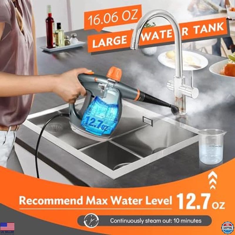 1250W Handheld Steam Cleaner with Detergent Tank & Safety Lock for Versatile Use 3