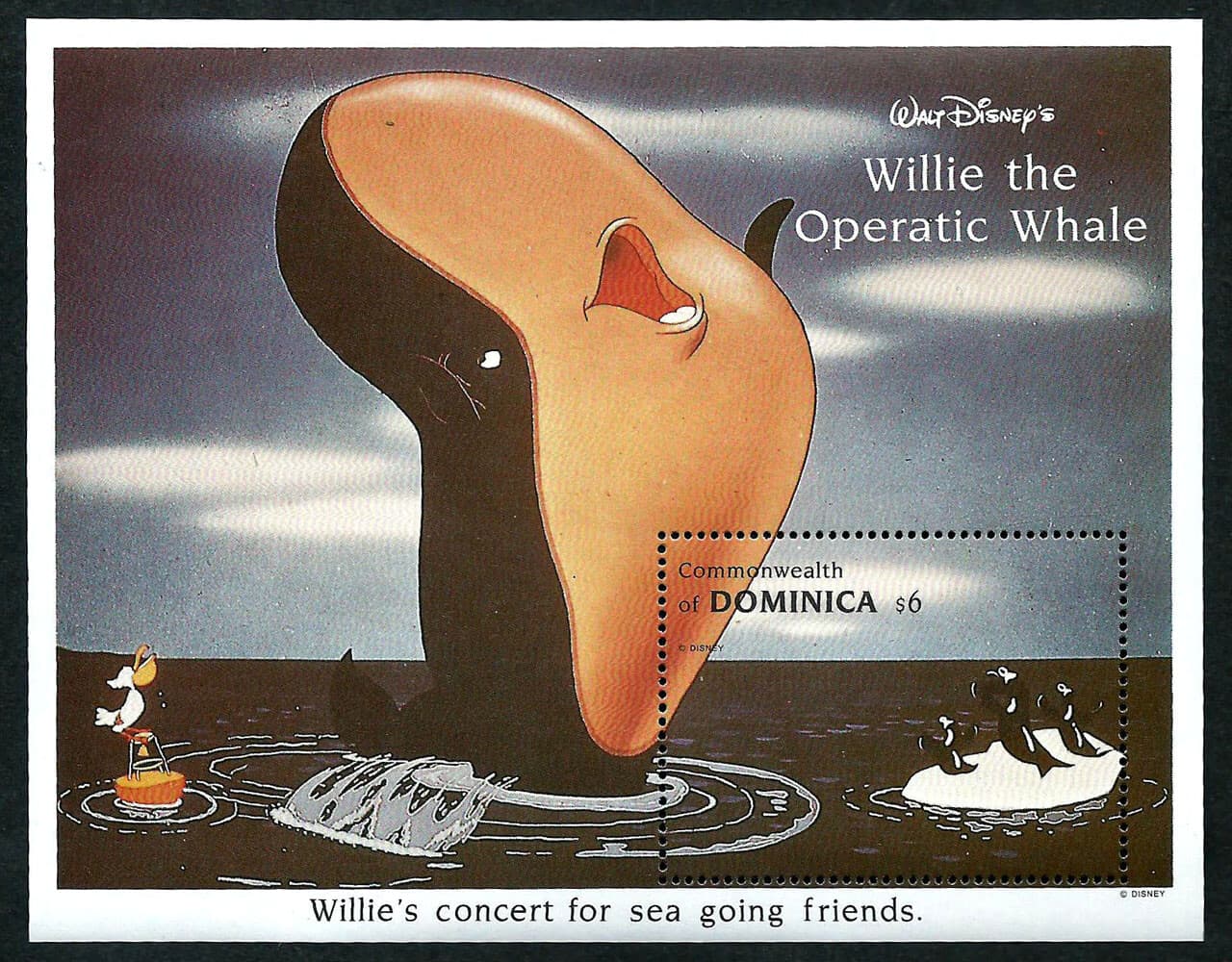 DOMINICA, SCOTT # 1632, SOUVENIR SHEET MNH DISNEY 1993 WILLIE THE OPERATIC WHALE