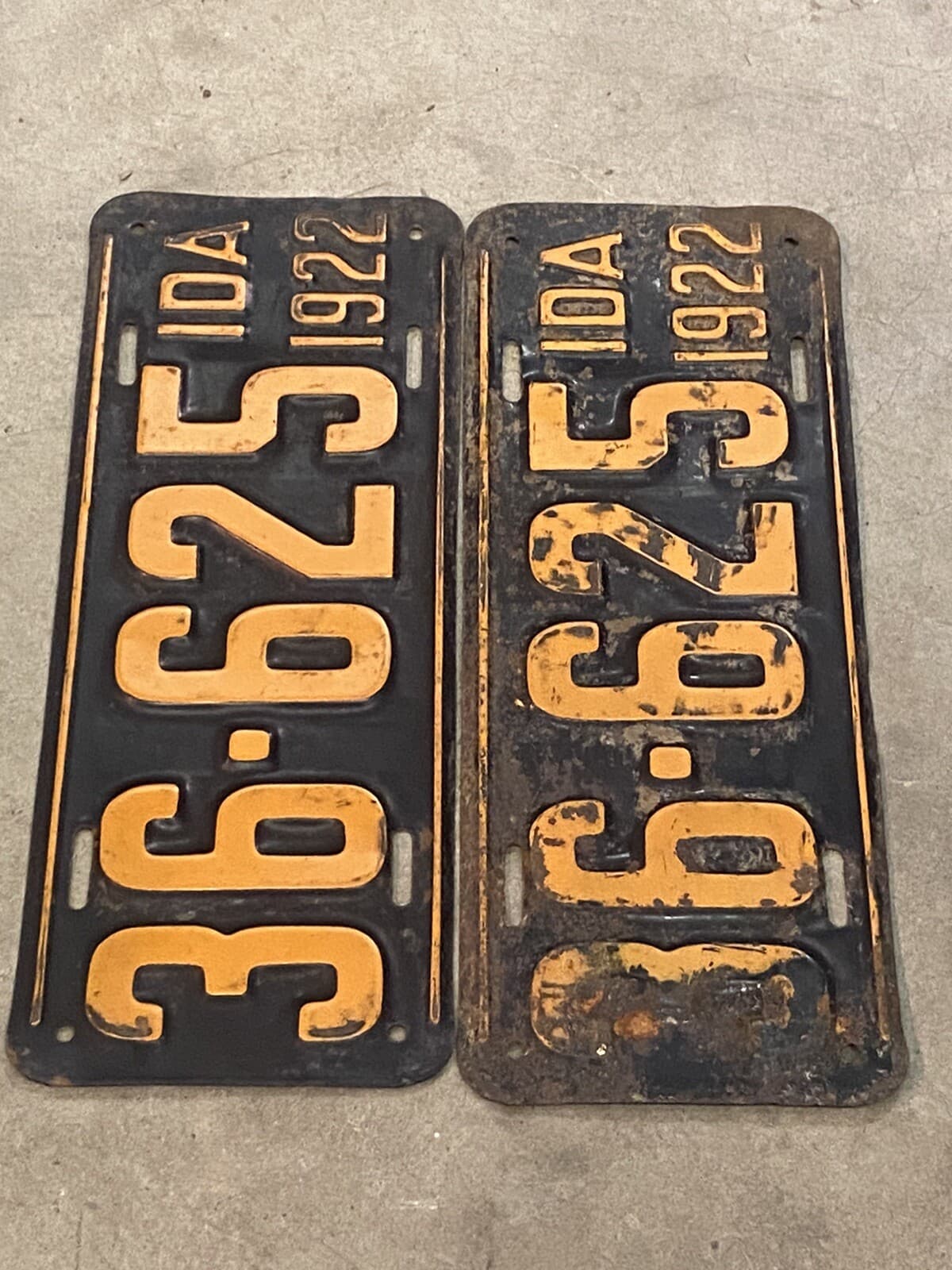 1922 Idaho License Plate Pair - Original Condition 36-625 3