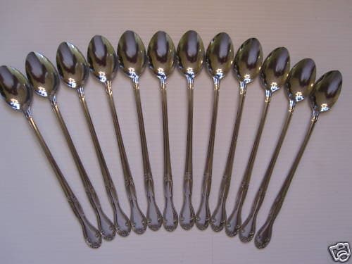 12 ELEGANCE ICED TEA SPOONS  18/0 S/S HEAVY WEIGHT FREE SHIPPING US ONLY 2