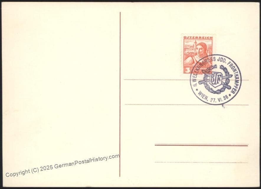 Austria Vienna 1936 Jewish Frontkaempfer WWI Front Veterans Cover Event C 110573