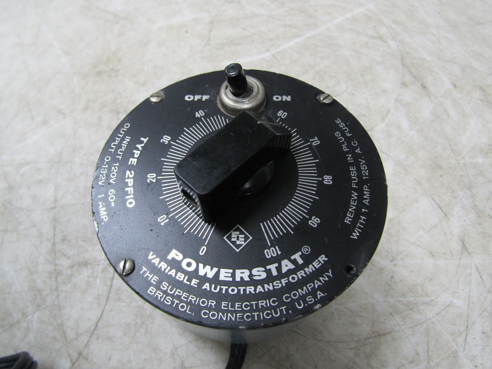 💥POWERSTAT 2PF10 VARIABLE AUTOTRANSFORMER 120 VAC INPUT 0-132 VAC OUTPUT 2