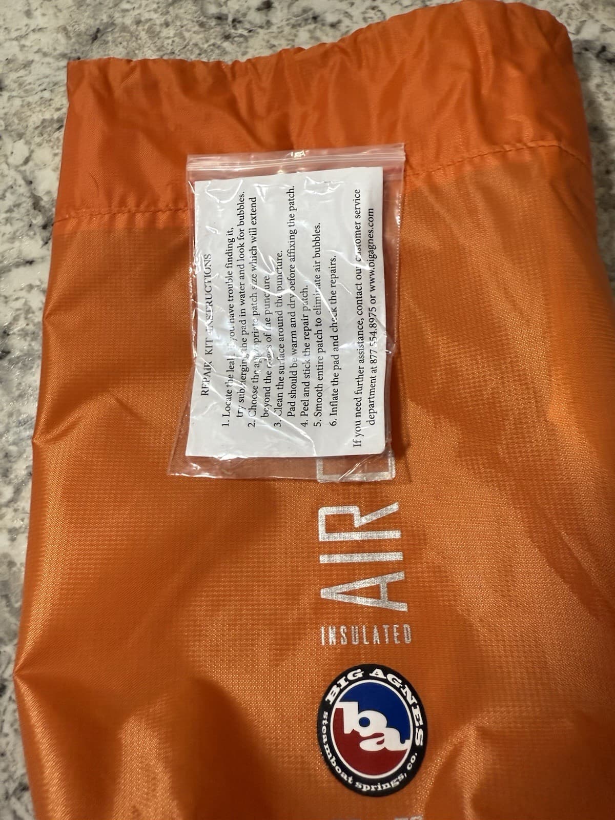 Big Agnes Insulated Air Core Ultra Sleeping Pad  20" x 72" Orange NWOT Camping 5
