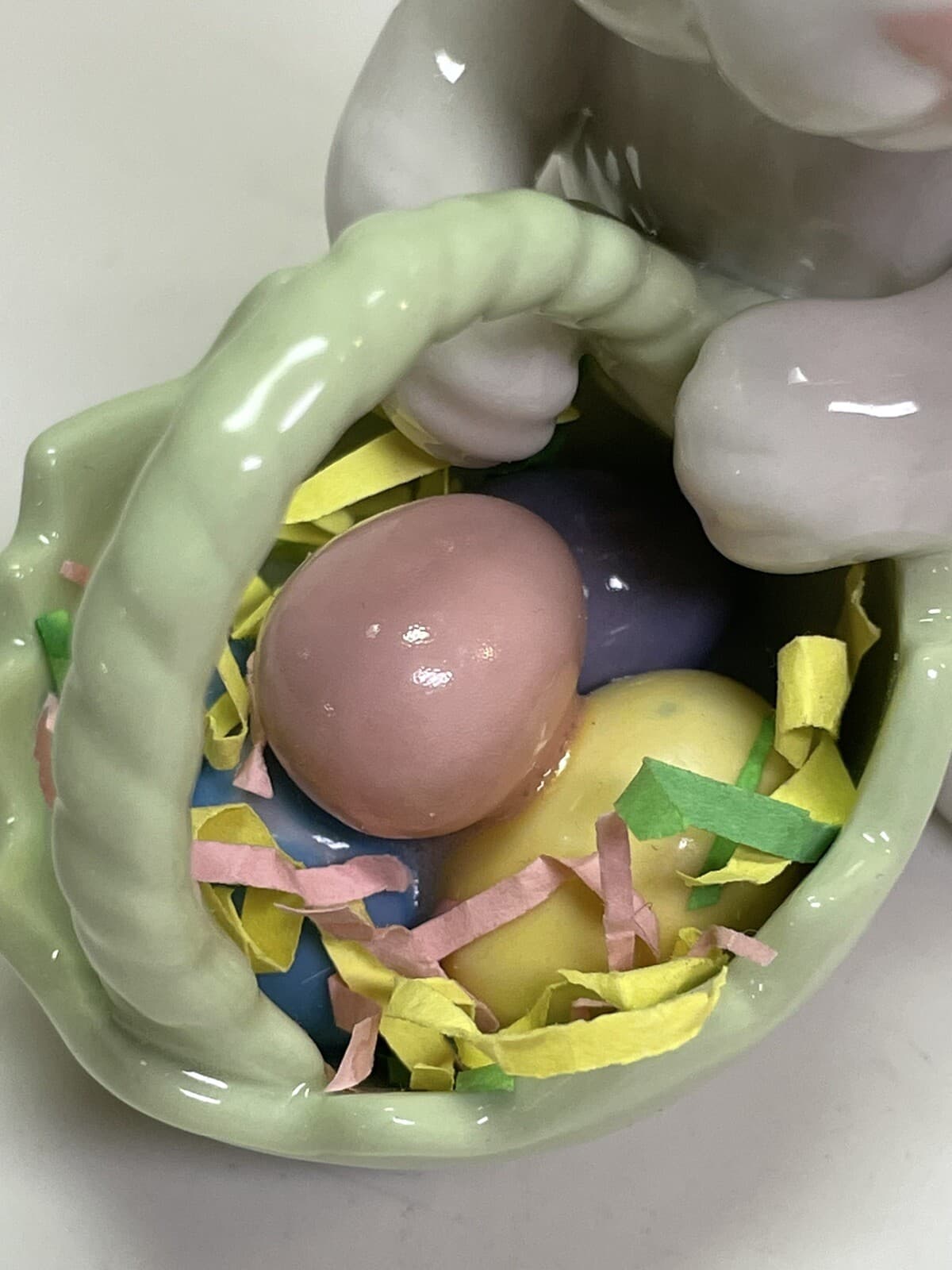 Cosmos Rabbit With Easter Egg Basket Ceramic Figurine 6