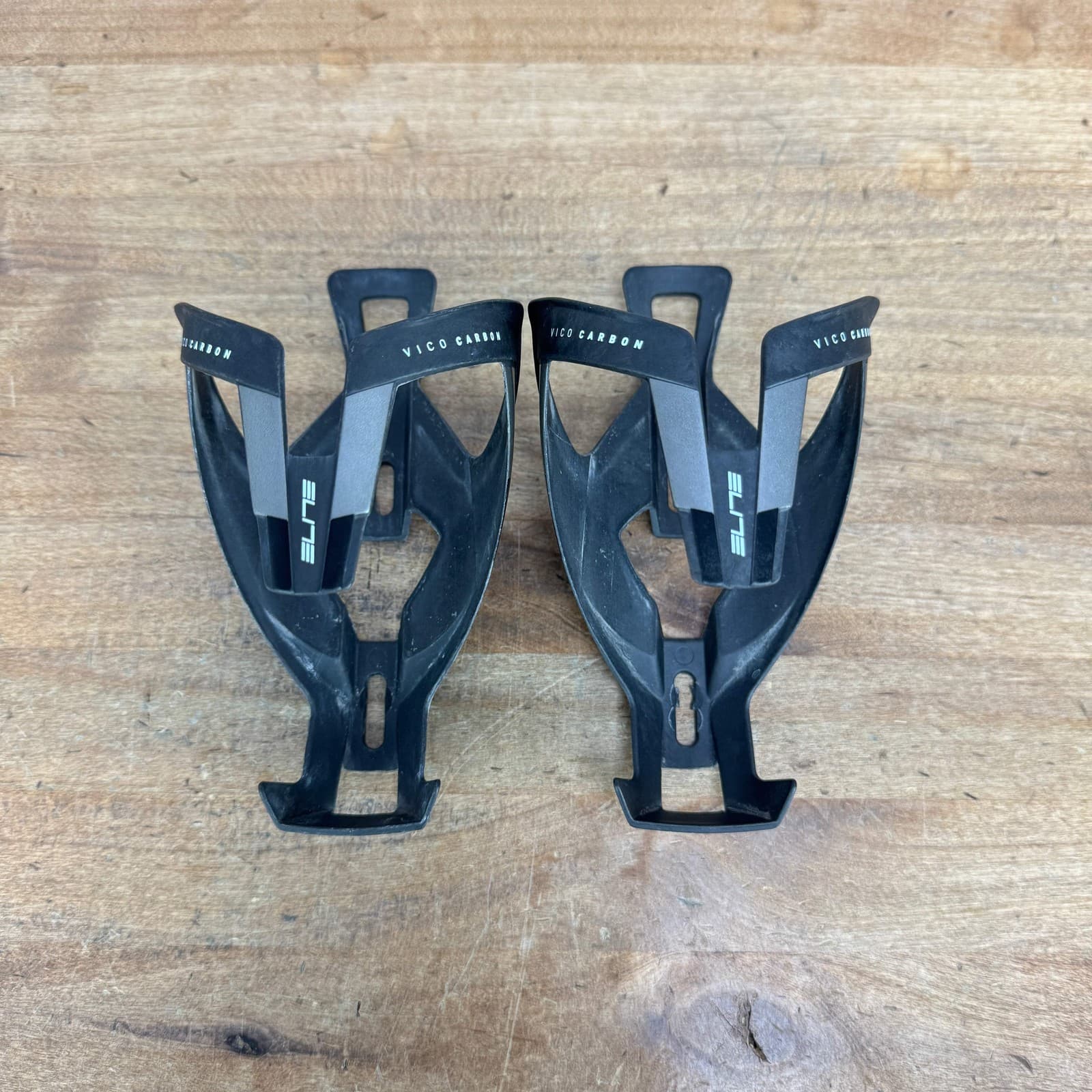 Low Mile! Elite Vico Carbon Pair Black Bike Water Bottle Cages 49g