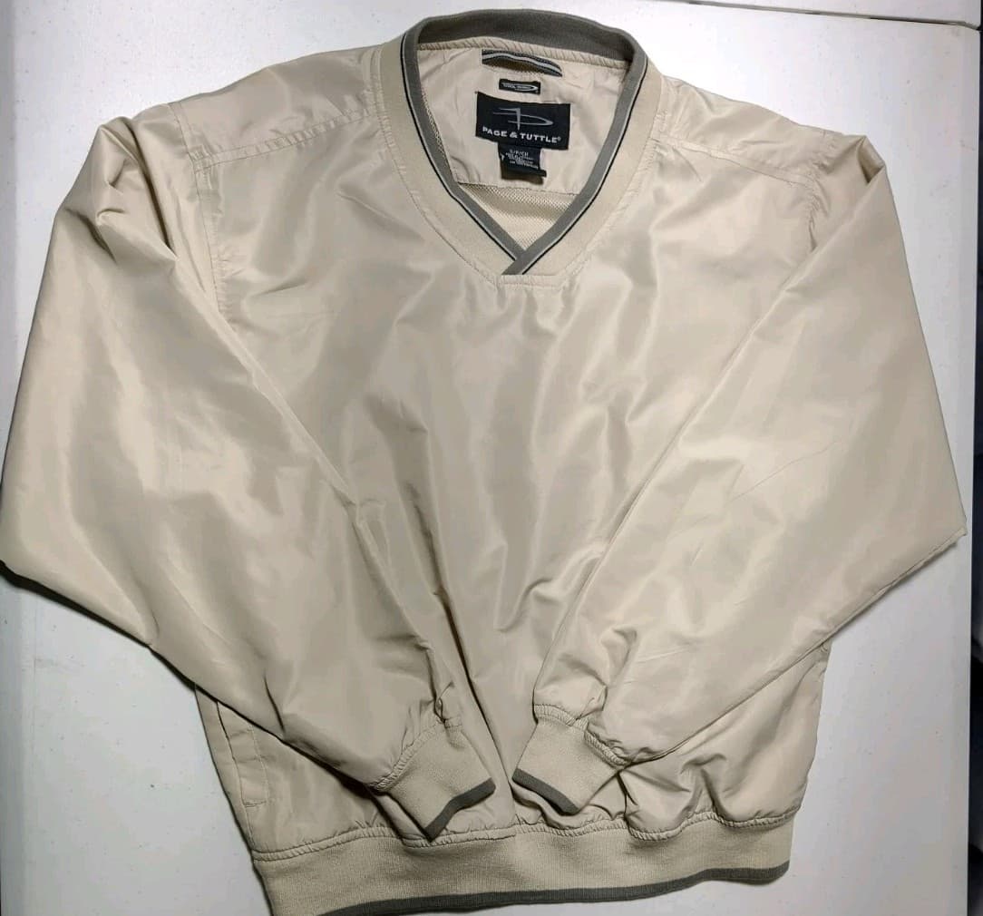 Page Tuttle Windbreaker Jacket Mens Small Beige Pullover