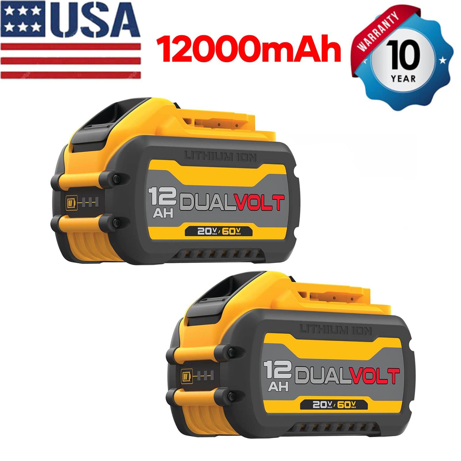 2Pack 12.0Ah For DEWALT FLEXVOLT DCB609 DCB612 20V/60V MAX Lithium-lon Battery