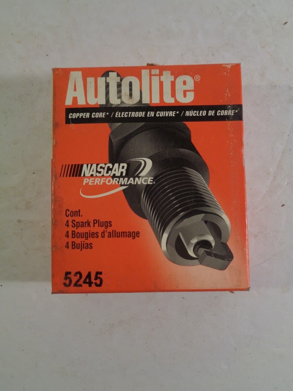 Autolite Spark Plugs 5245 Nascar Performance USA Box is Rough Unused Set of 4