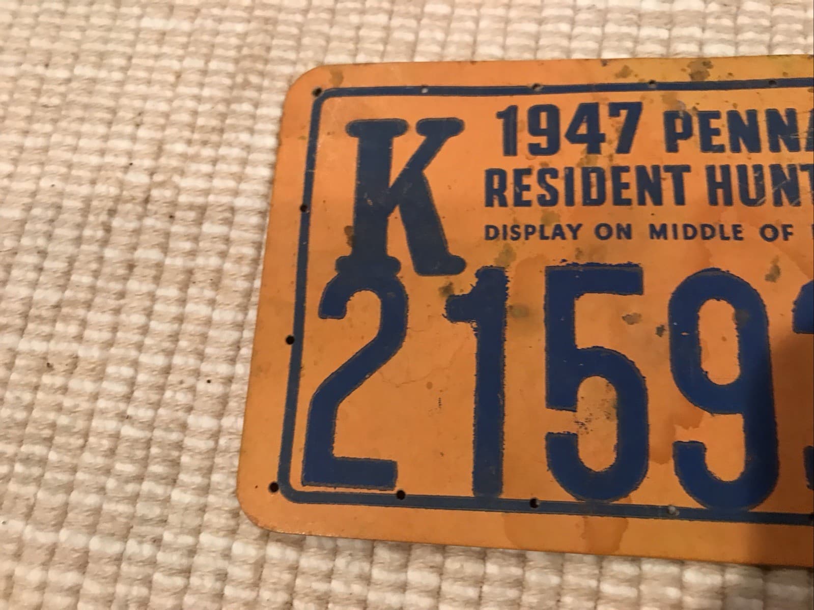 1947 PENNSYLVANIA RESIDENT HUNTER VINTAGE LICENSE 4