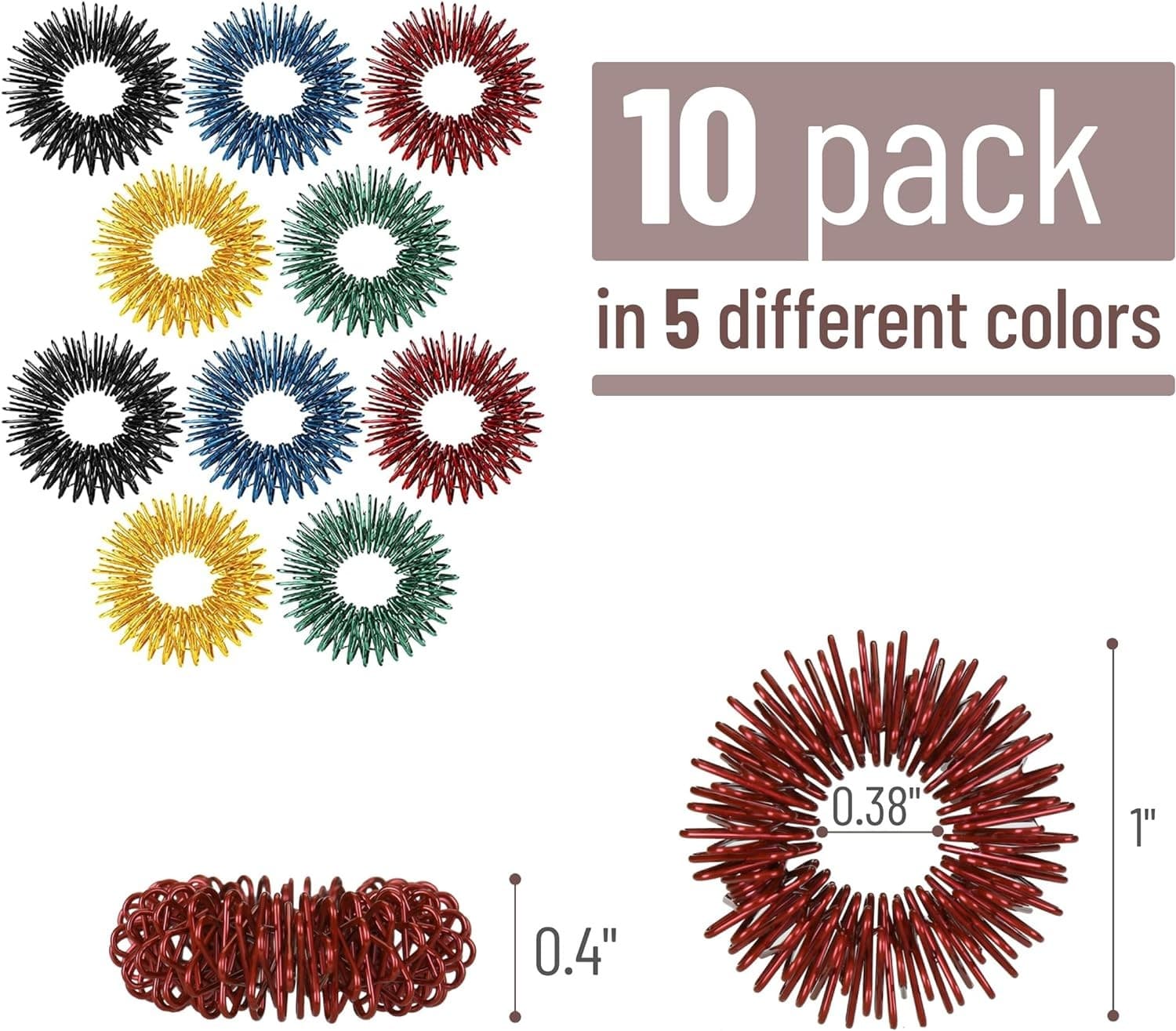 Mr. Pen- Spiky Sensory Rings, 10 Pack, Stress Relief Fidget Jewel Tones  2