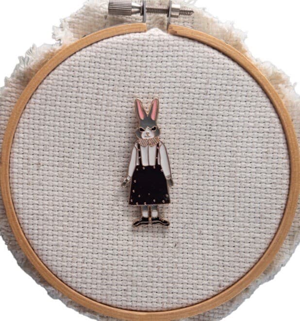 Lady Rabbit Enamel Needle Minder, Fridge Magnet, Magnetic Lapel Pin 3
