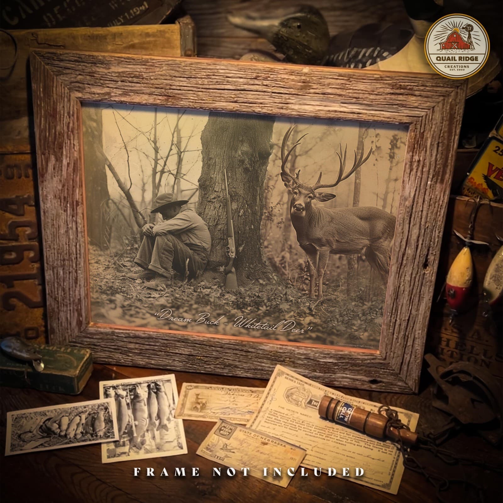 Dream Buck Whitetail Deer Art Print Bow Hunting Fishing Cabin Wall Decor Gift 6