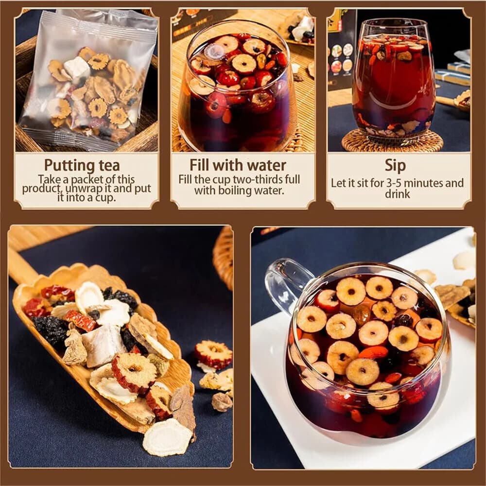 30pcs Ginseng six treasure tea , Kidney tea ,liver tea , red date kidney health 6