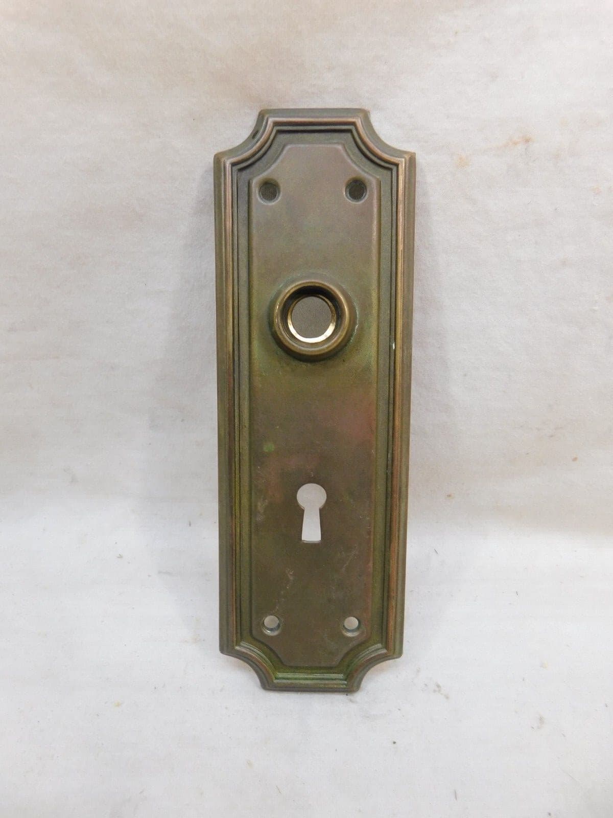 1900s Antique DOOR PLATE for Mortise Lock CRAFTSMAN/MISSION Style Brass ORNATE 6