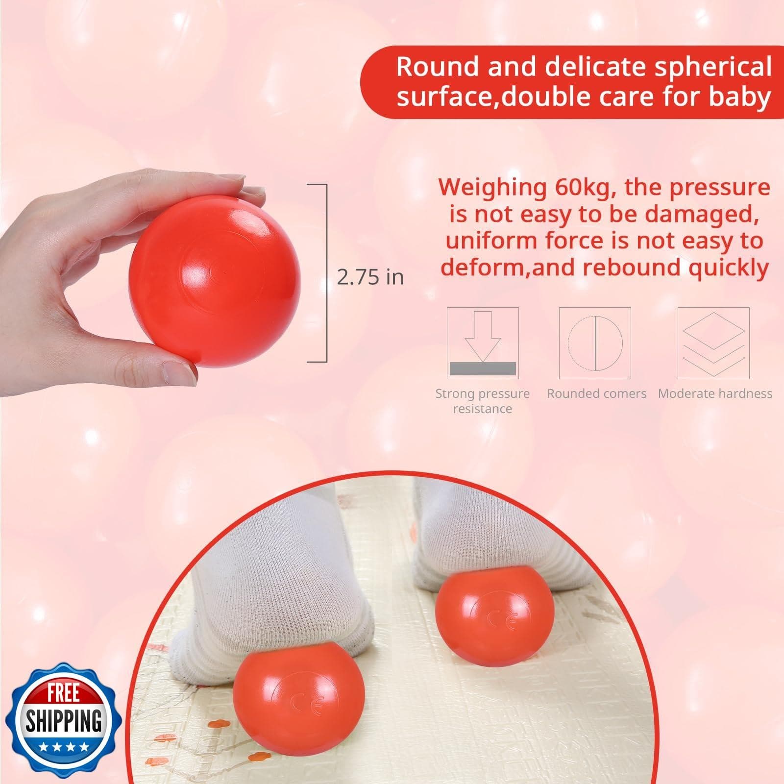 Heopeis 2.75inches Ball Pit Balls for Kids Toddlers Babies Ball Pit, Playhous 3